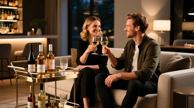 un couple trinque avec du vin blanc sans alcool