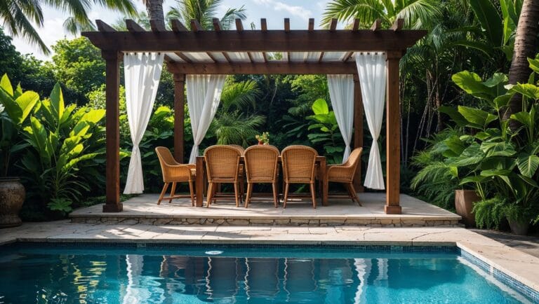 aménager un jardin harmonieux avec une pergola et un salon de jardin