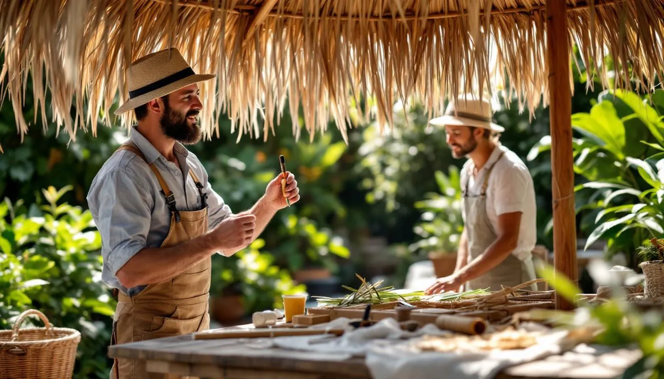 Fabriquer un parasol paillote artisanal pour ombrage naturel