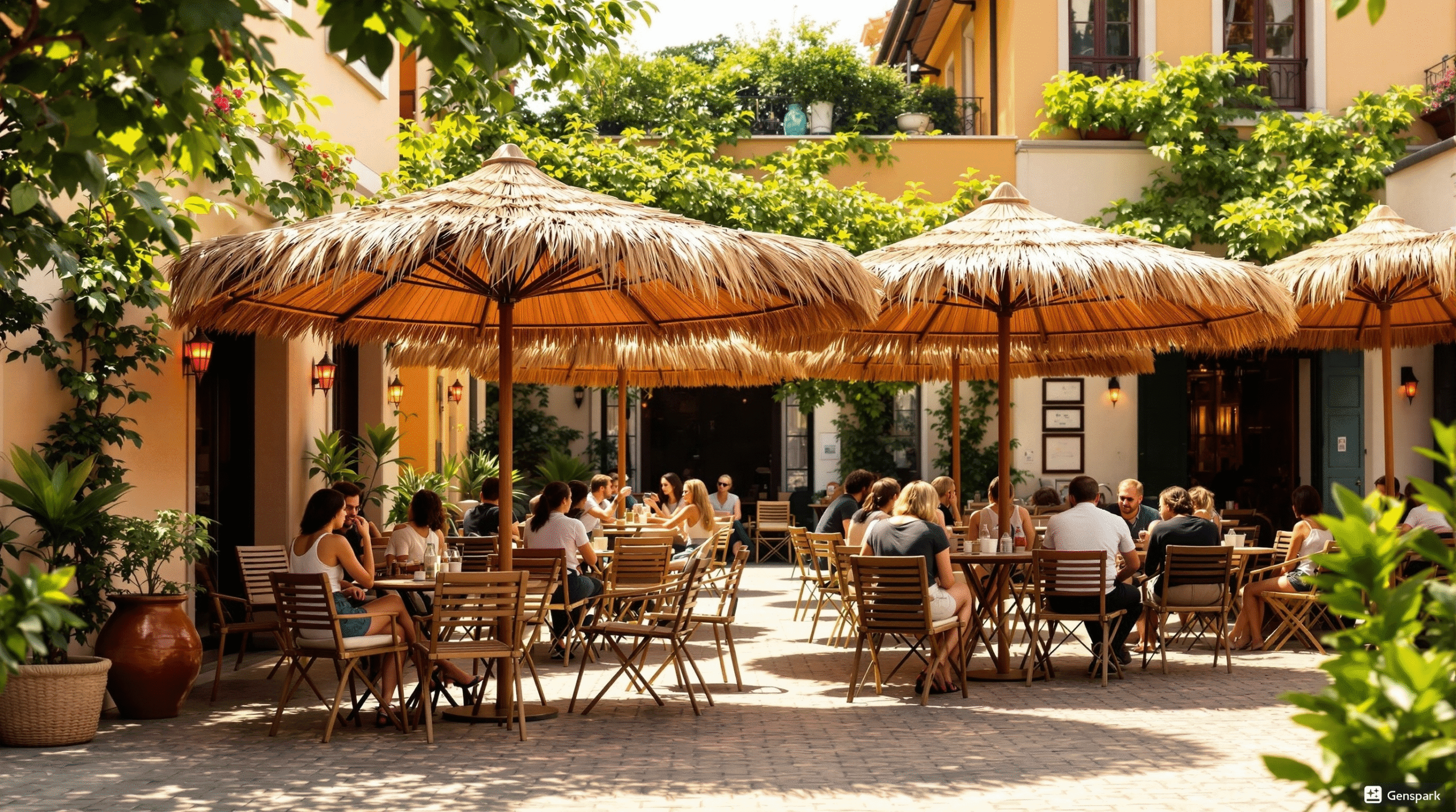 parasol paillote bois