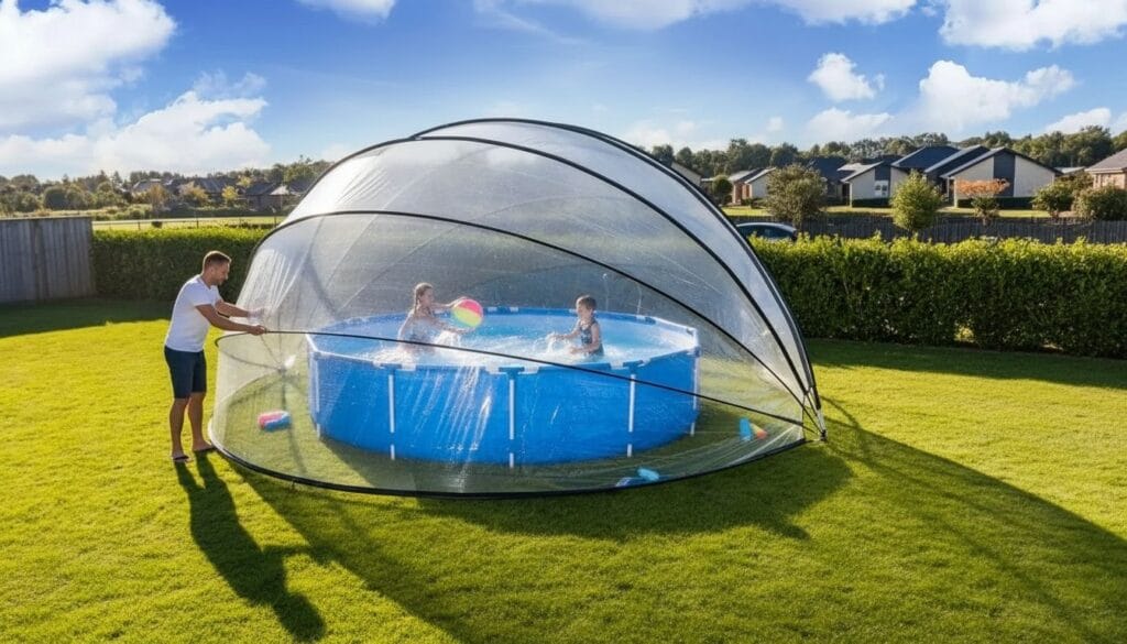 Abri de piscine hors sol pour piscine extérieure