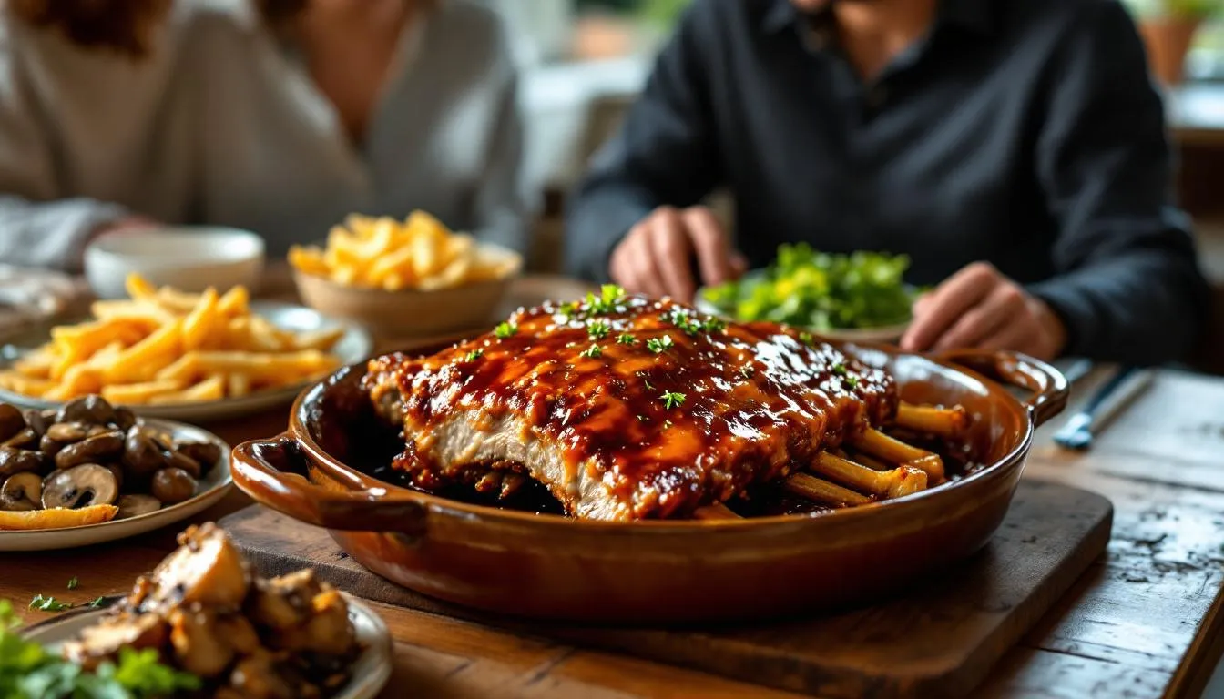 Photo de recette de travers de porc fondant au four, plat savoureux