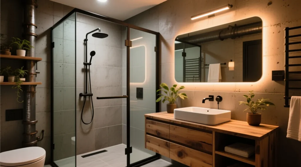 Salle de bain industrielle