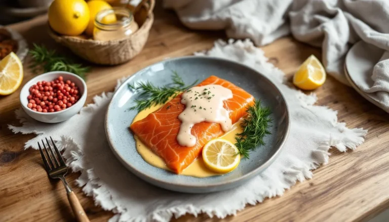 Sauce gravlax délicieuse accompagnant un plat de saumon mariné