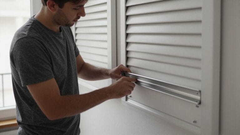 Volet roulant bloqué en bas avec problème mécanique visible