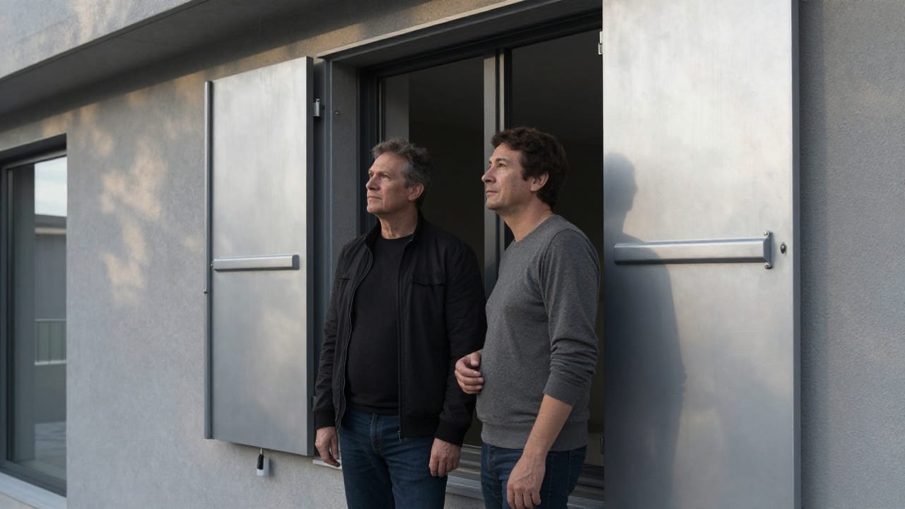 Volets battants en aluminium impactant la façade d'une maison moderne