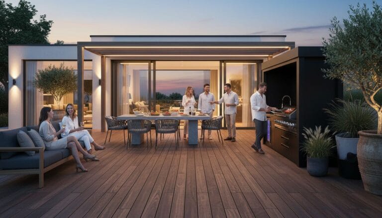 Une cuisine extérieure haut de gamme avec un barbecue pod