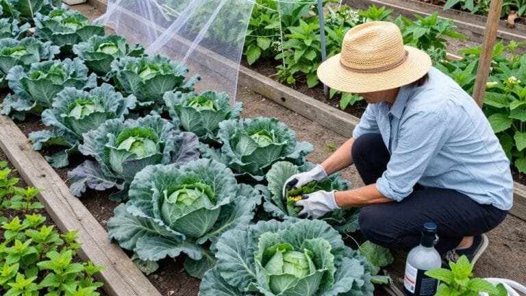 Vinaigre blanc utilisé comme remède naturel pour soigner les choux au jardin